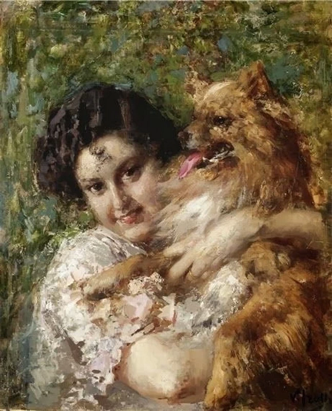 Ragazza con il suo cane, 1890
